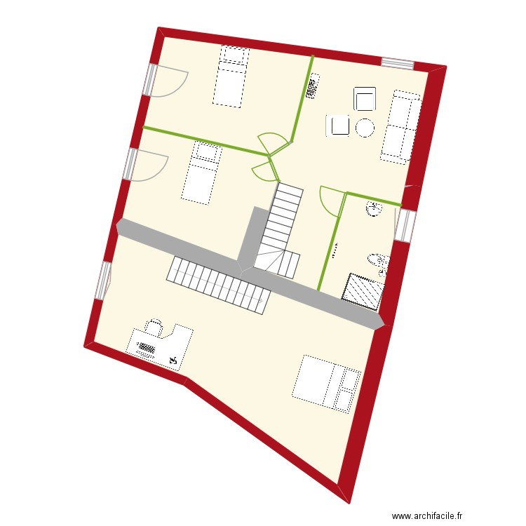 Mey 1er etage plaquiste. Plan de 2 pièces et 93 m2