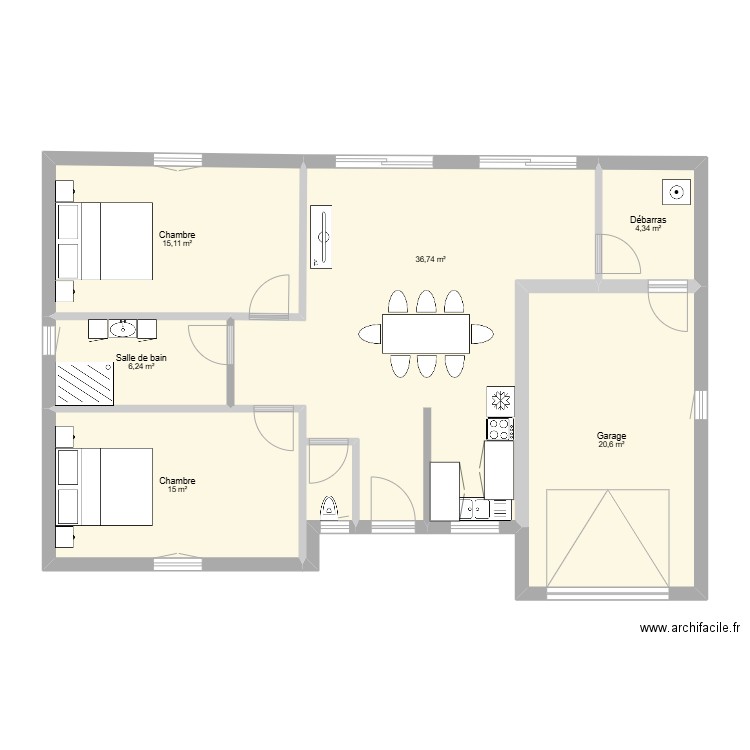 futur. Plan de 6 pièces et 98 m2
