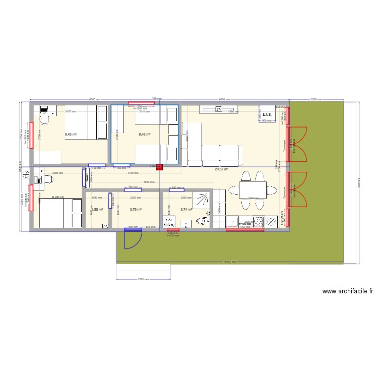 Быково осн. Plan de 8 pièces et 91 m2