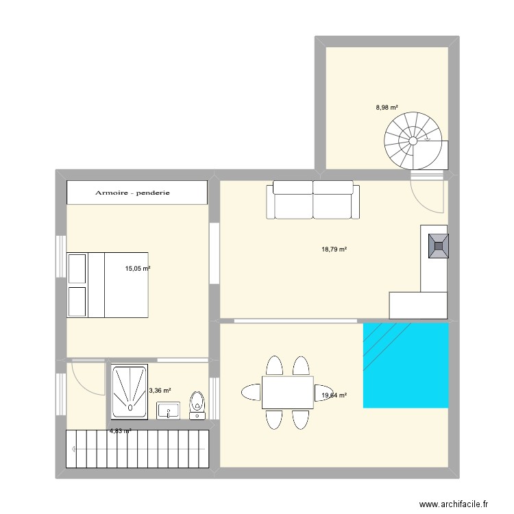 studio maison v2. Plan de 6 pièces et 71 m2