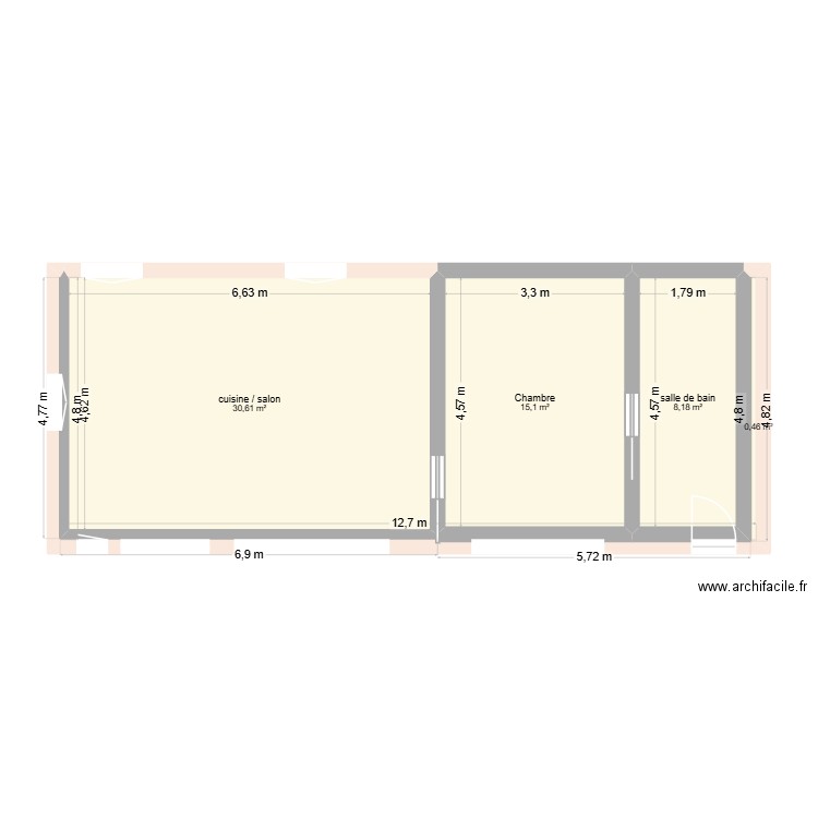 Josette. Plan de 4 pièces et 54 m2