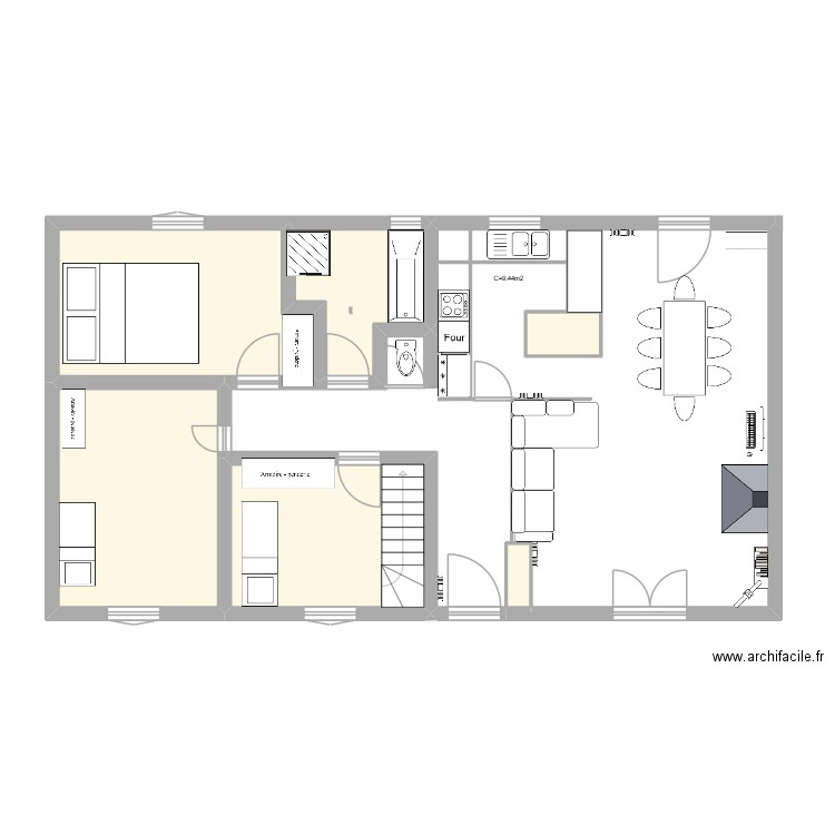Tillon haut renov MAJ sept 2025. Plan de 6 pièces et 42 m2