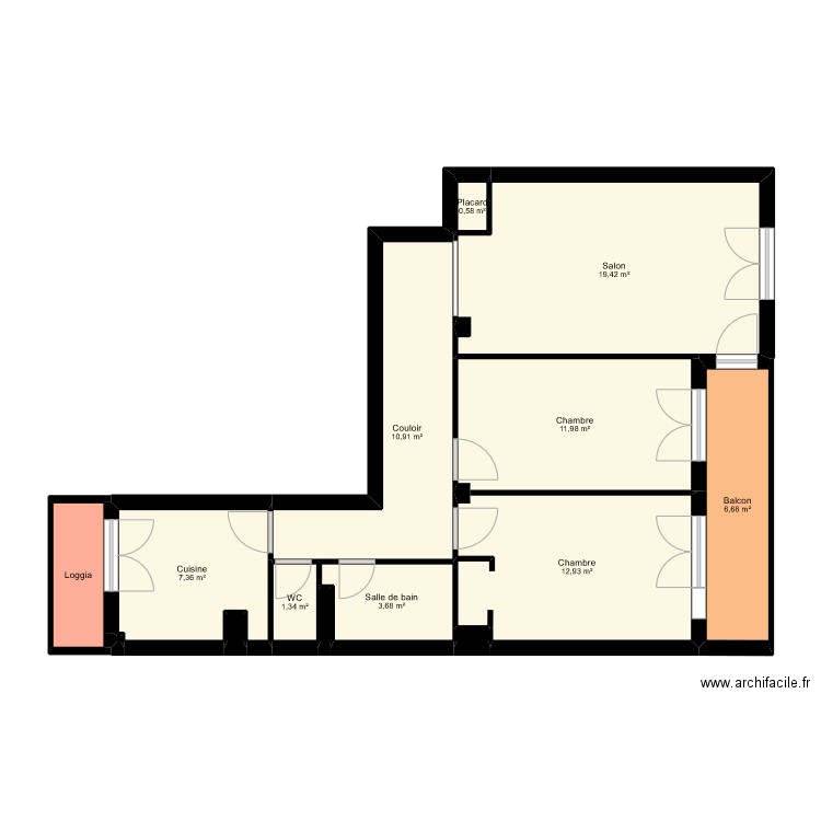 HAY. Plan de 14 pièces et 78 m2