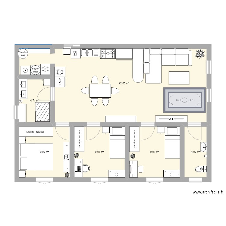 petite maison. Plan de 6 pièces et 78 m2