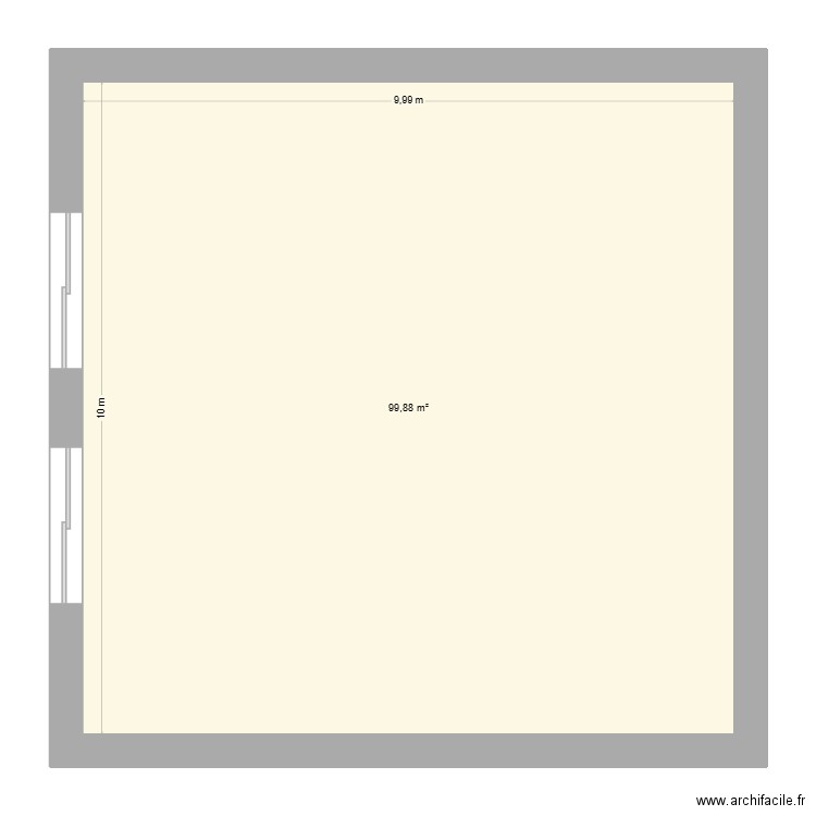 Grange. Plan de 1 pièce et 100 m2