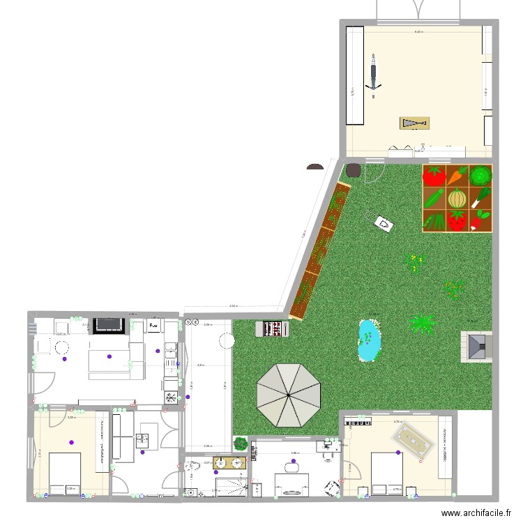 La Bernerie 2. Plan de 5 pièces et 84 m2