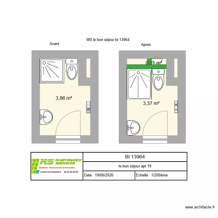 MS le bon séjour bi 13964. Plan de 3 et 8 m² MS le bon séjour bi 13964. Plan de 3 et 8 m²