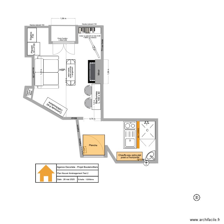 Plan 2D Boulainvilliers_NouvelAmenagement. Plan de 0 pièce et 0 m2