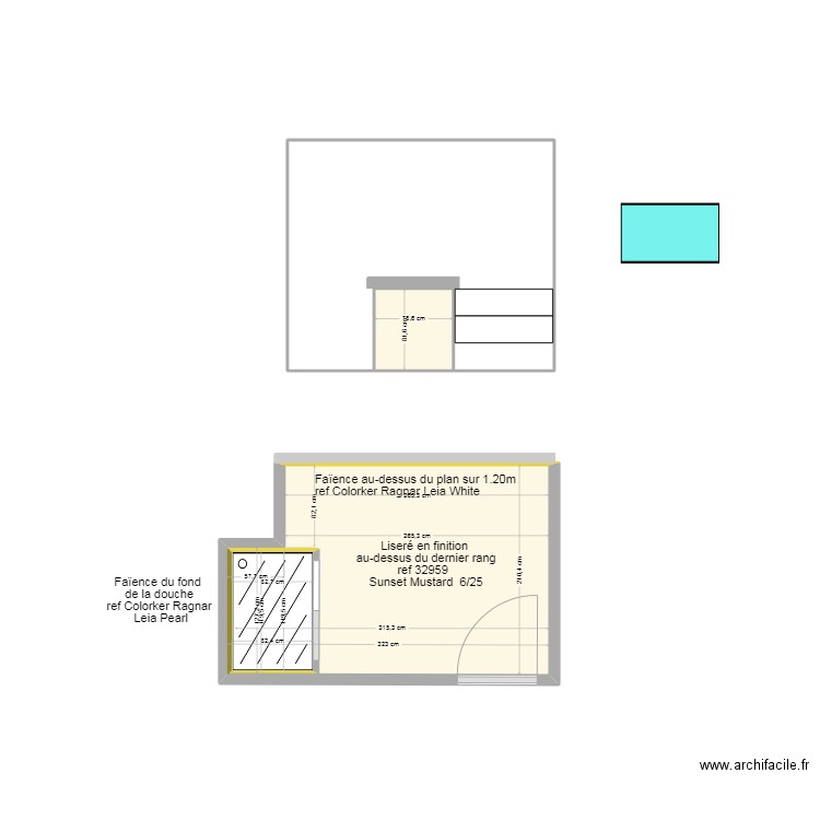 S de Bains Lucé. Plan de 3 pièces et 8 m2