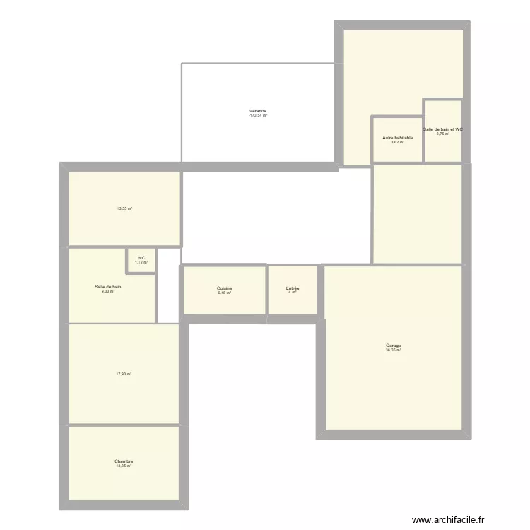 Maison Gu&eacute;rin 2. Plan de 11 pièces et 134 m²