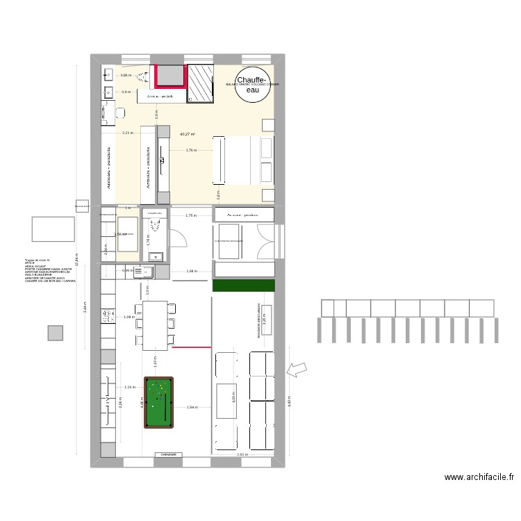PLAN MERIMEE INVEST V8-4. Plan de 2 pièces et 44 m2
