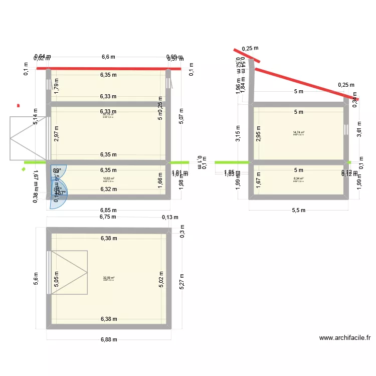 extension avec sous sol et grenier. Plan de 5 et 96 m² extension avec sous sol et grenier. Plan de 5 et 96 m²