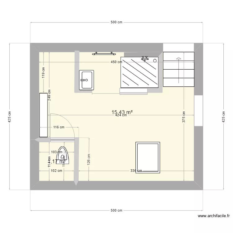 SDB &eacute;tage. Plan de 