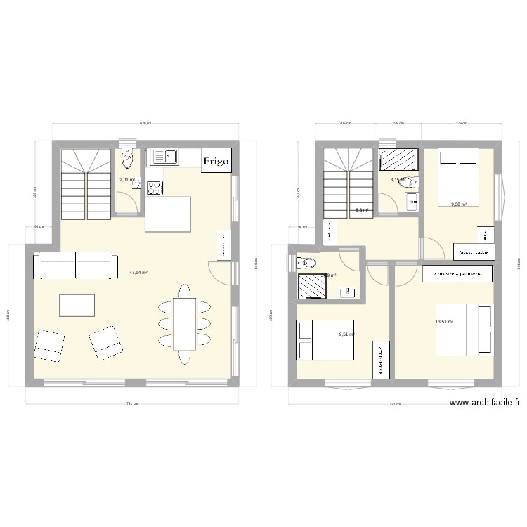 Maison petite . Plan de 8 pièces et 97 m2