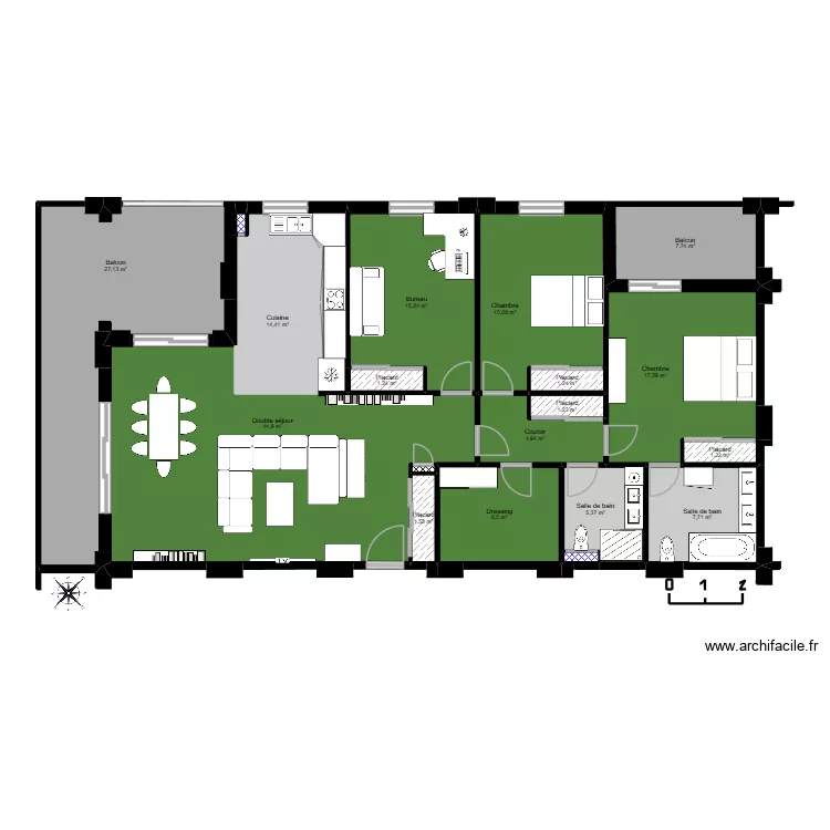 Appartement Modded. Plan de 20 Pièces et 176 m² Appartement Modded. Plan de 20 Pièces et 176 m²