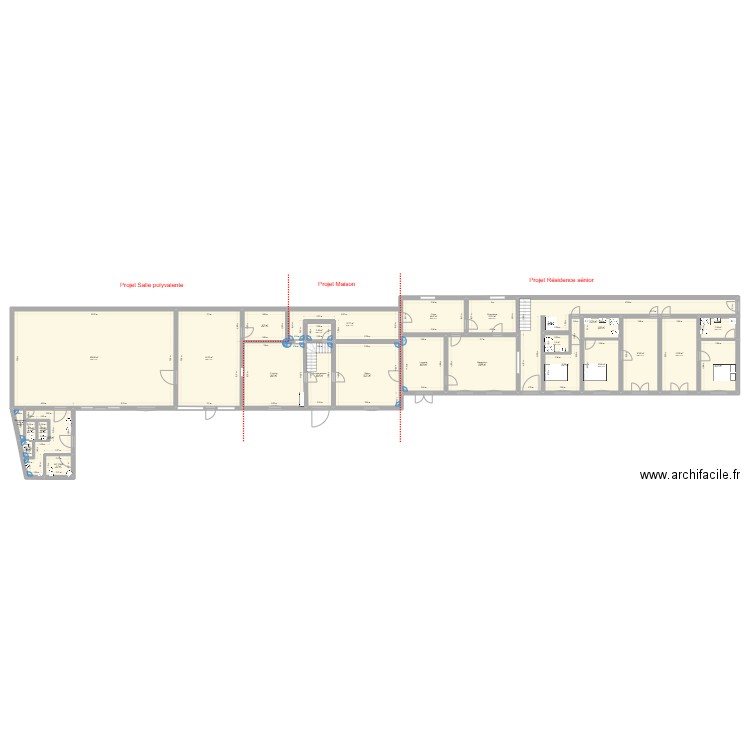 Les 3 saules rénovation V5. Plan de 41 pièces et 638 m2