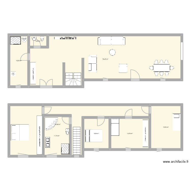 Etable rénovation. Plan de 8 pièces et 179 m2