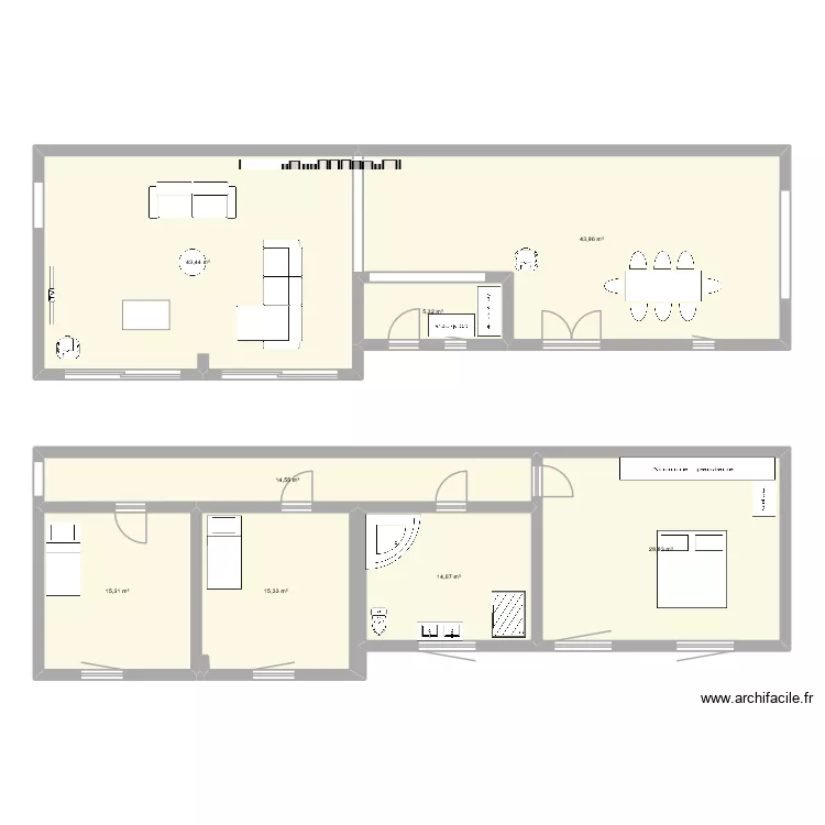 Etable r&eacute;novation. Plan de 8 pièces et 181 m²