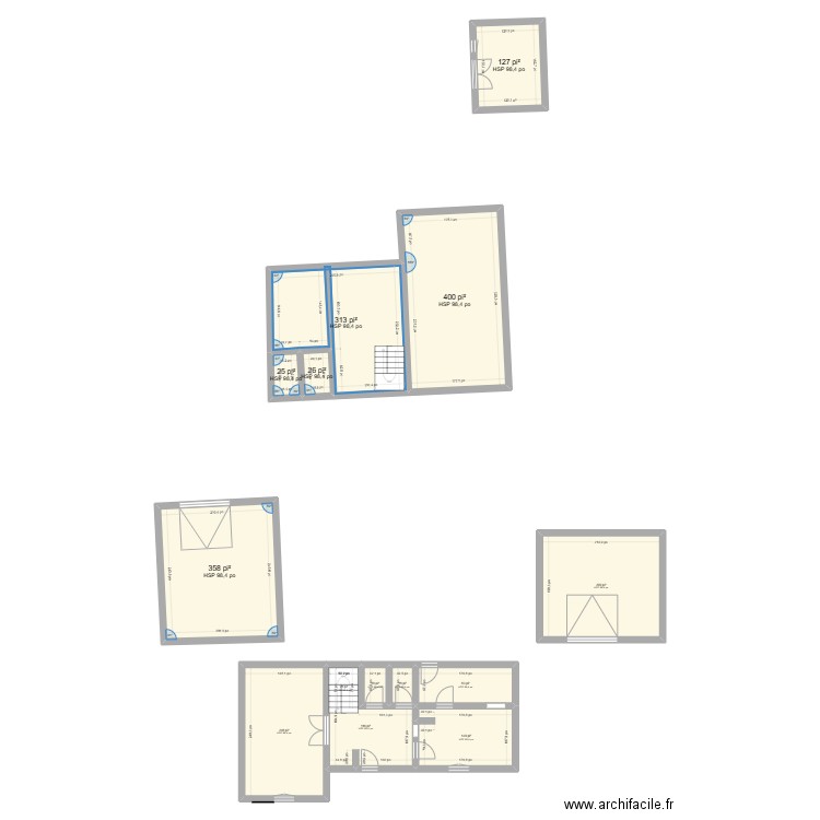 iszable. Plan de 14 pièces et 205 m2
