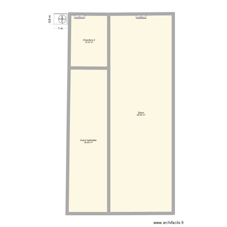 GODET. Plan de 6 pièces et 150 m2