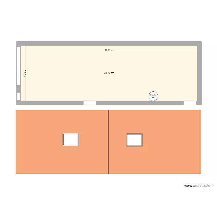 garage. Plan de 1  et 39 m²
