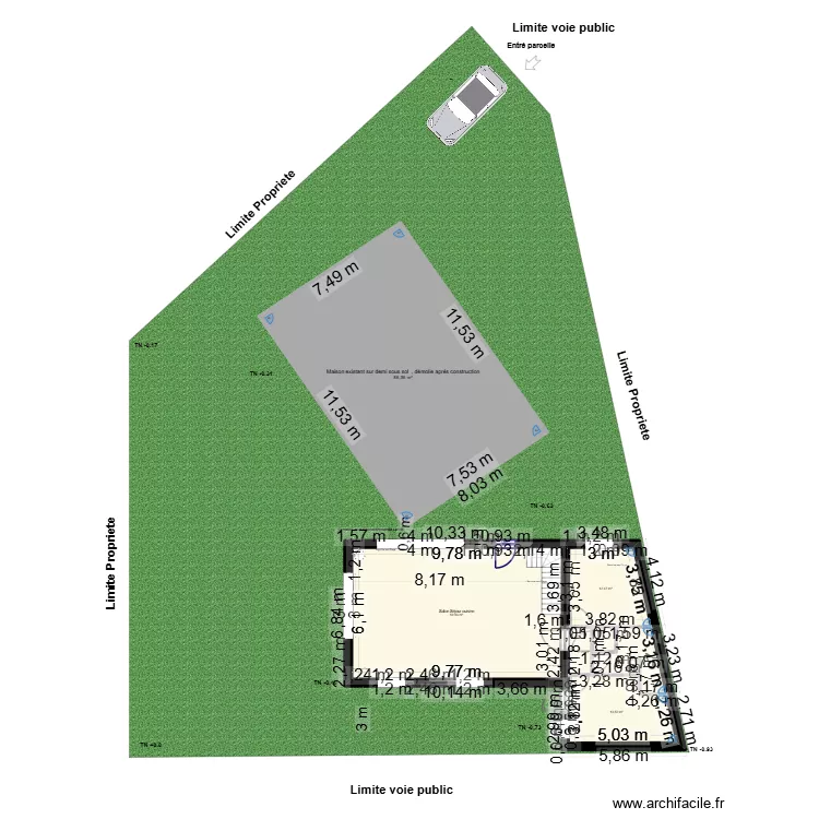 projet roitelet avant démolition. Plan de 17 et 338 m² projet roitelet avant démolition. Plan de 17 et 338 m²
