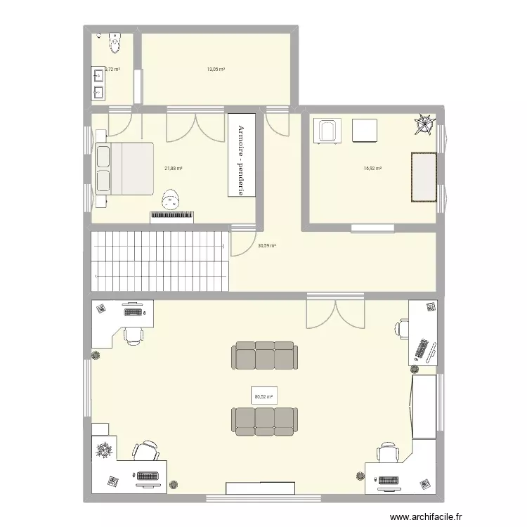 1er étage. Plan de 6 Pièces et 167 m² 1er étage. Plan de 6 Pièces et 167 m²
