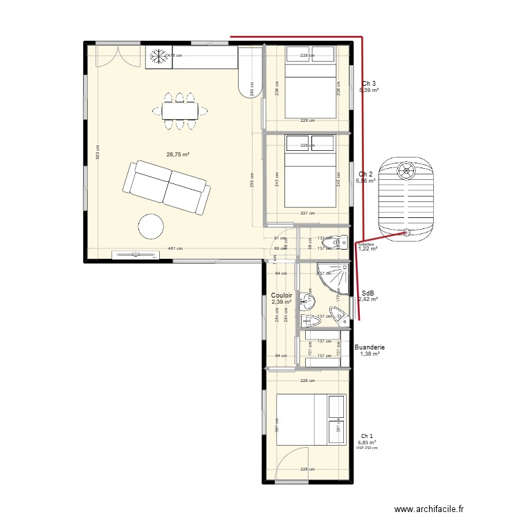 MAISON DE VACANCES Container 2024 3. Plan de 8 pièces et 54 m2