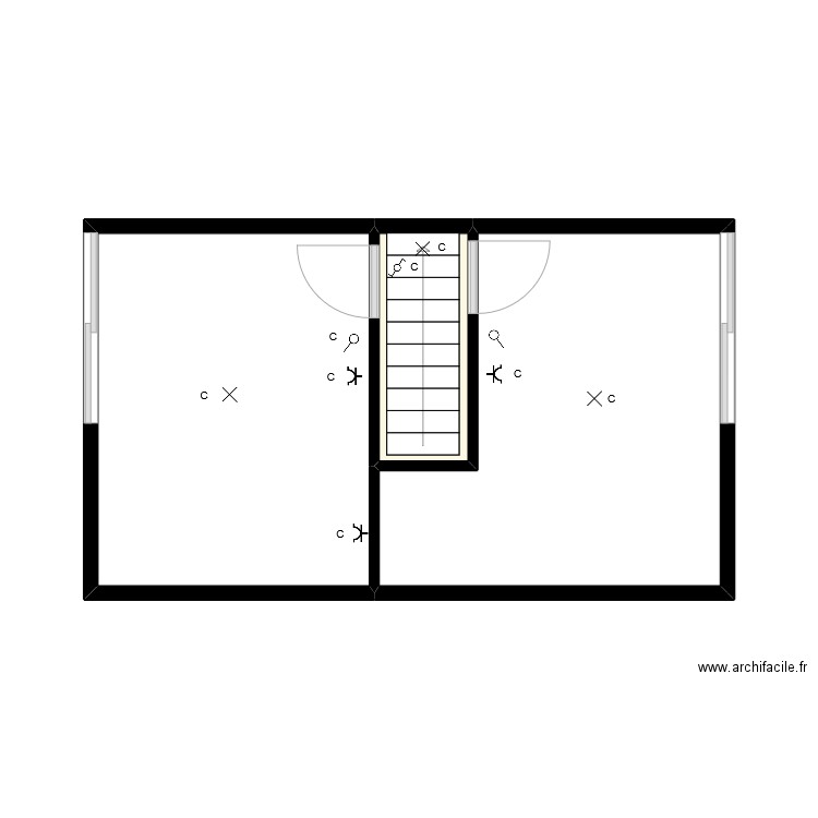 Houst_2e étage. Plan de 3 pièces et 26 m2