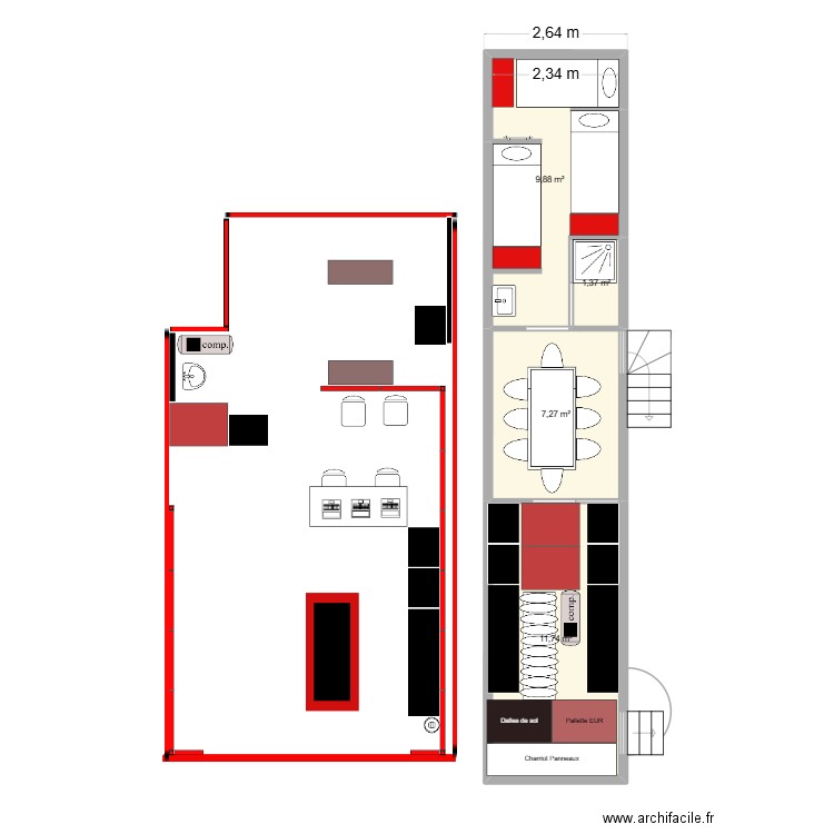 Box Team ORS - Le Vigeant. Plan de 4 pièces et 30 m2