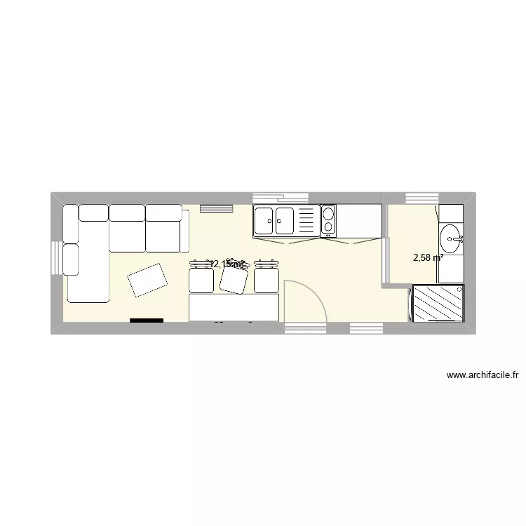 Tiny. Plan de 2  et 15 m²