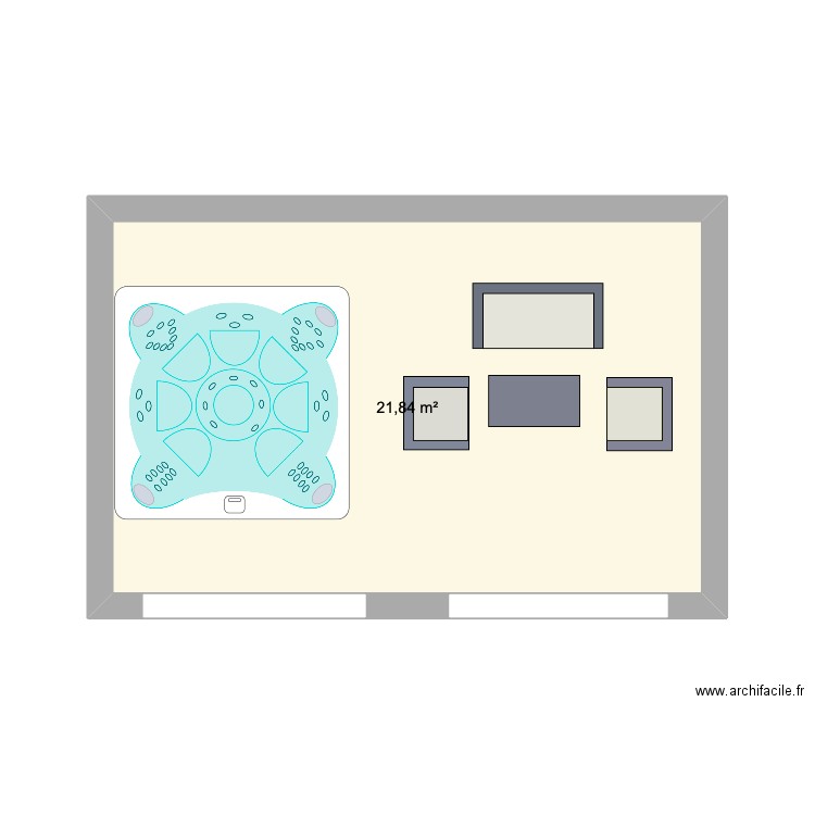 spa. Plan de 1 pièce et 22 m2