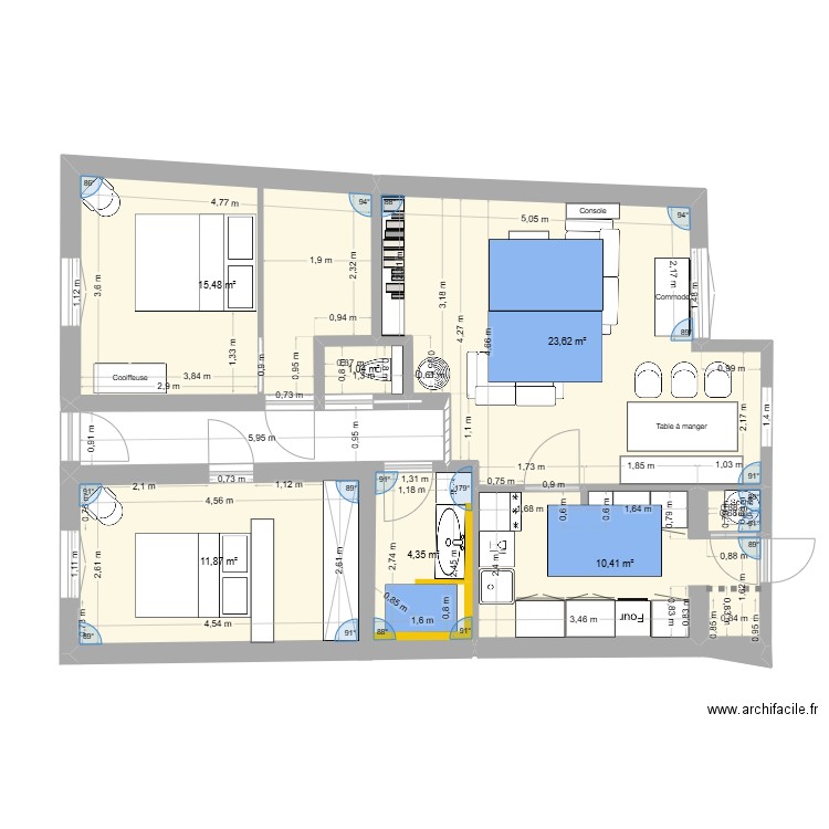 Plan Définitif new version. Plan de 6 pièces et 67 m2