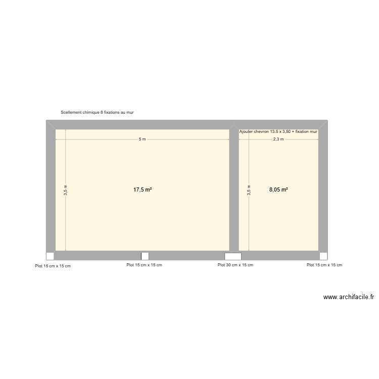 Plan pergola bois. Plan de 2 pièces et 26 m2