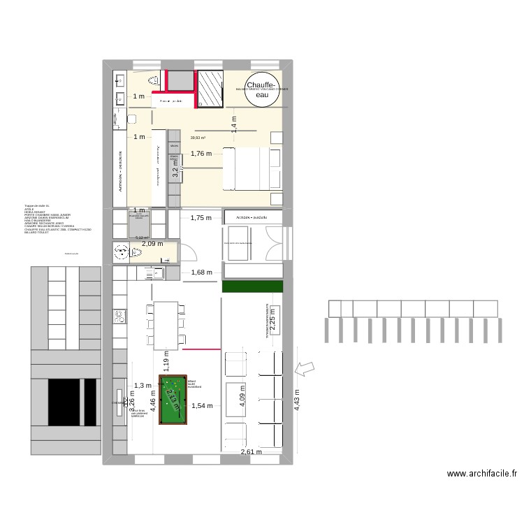 PLAN MERIMEE INVEST V8-8. Plan de 2 pièces et 45 m2