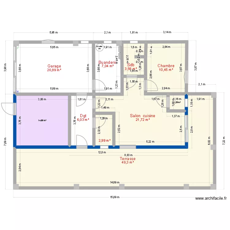 PROJET FAB et JO V2 Mesures. Plan de 10 et 138 m² PROJET FAB et JO V2 Mesures. Plan de 10 et 138 m²