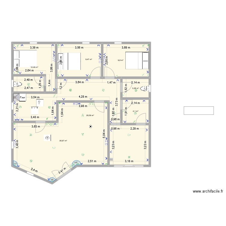 Anjouan 2. Plan de 7 pièces et 104 m2