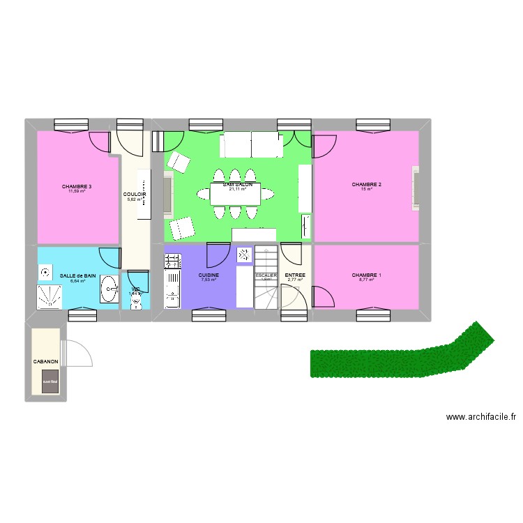 maison annoville. Plan de 11 pièces et 85 m2