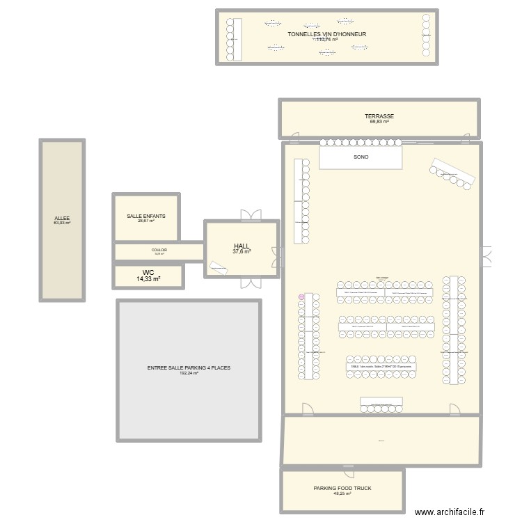 plan aménagement table. Plan de 11 pièces et 1200 m2