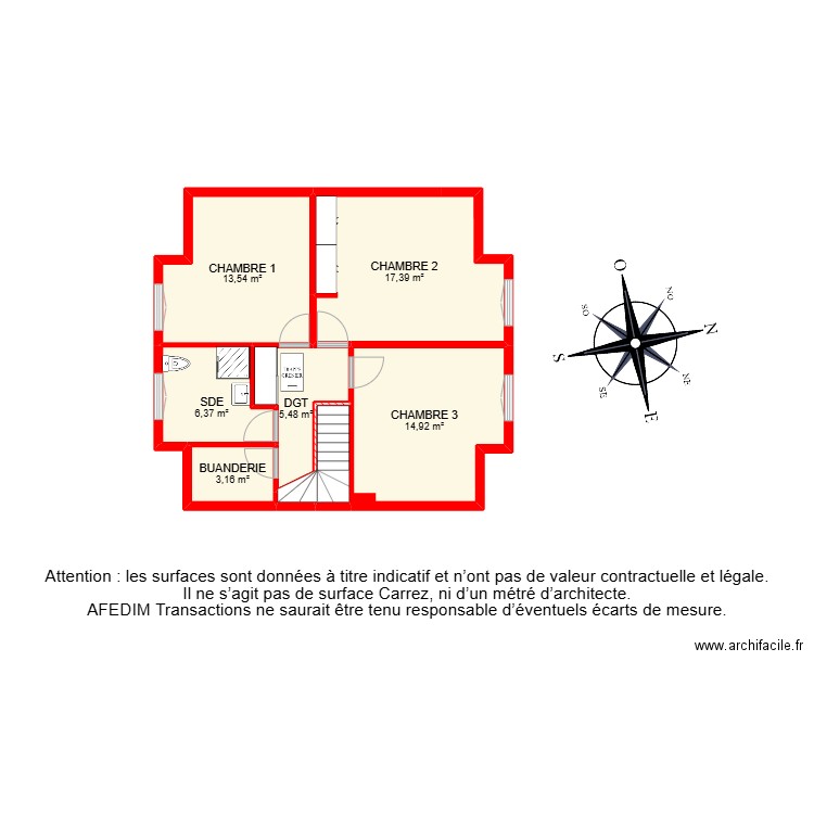 BI22952 -. Plan de 18 pièces et 174 m2