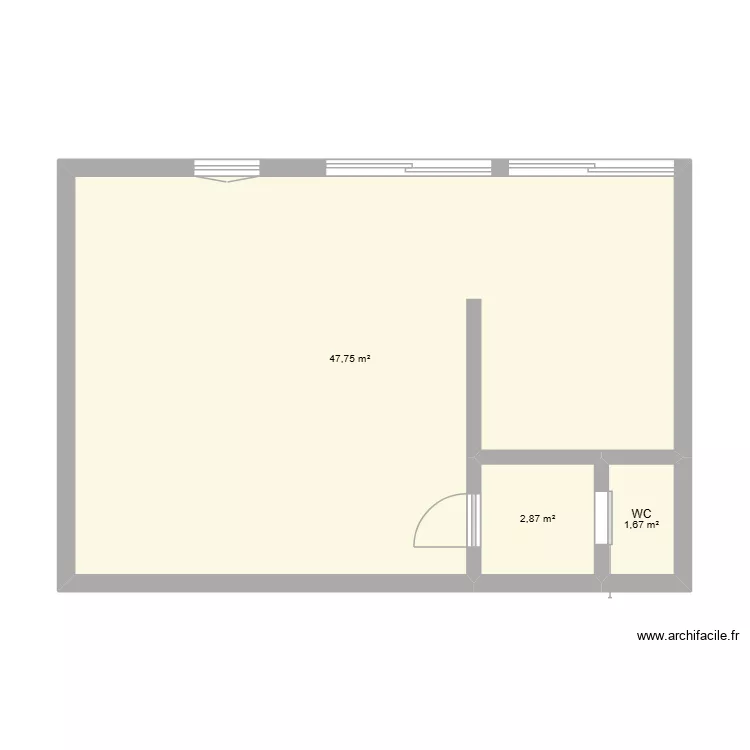 Ecole. Plan de 3 Pièces et 52 m²
