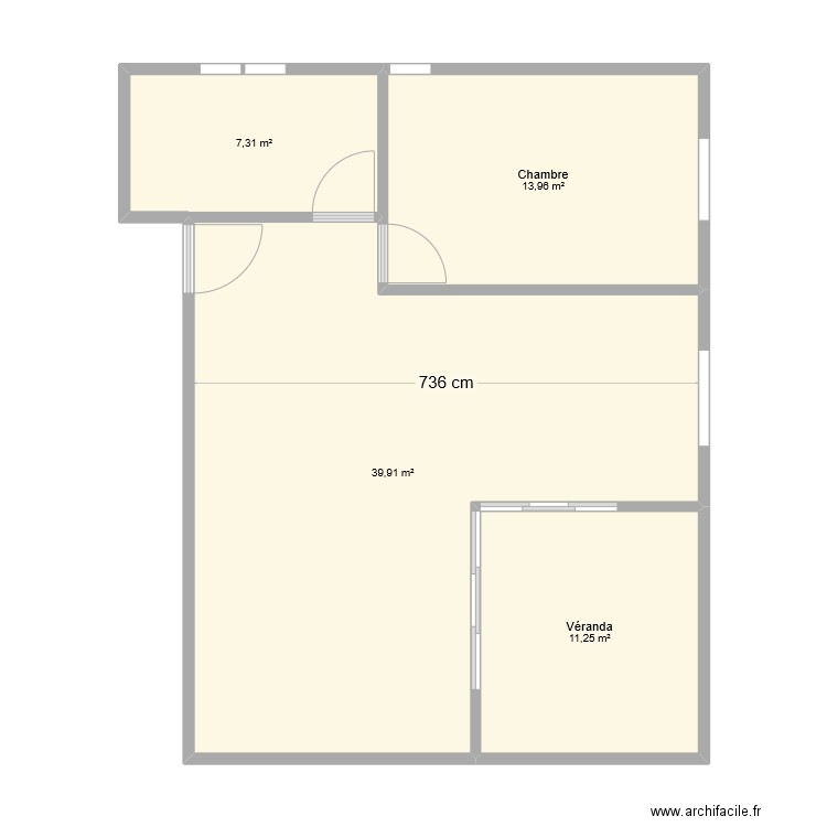 t2 rdc. Plan de 4 pièces et 72 m2