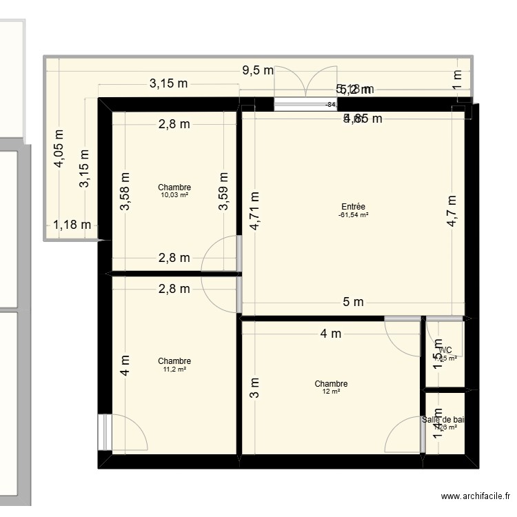RDC. Plan de 12 pièces et 144 m2