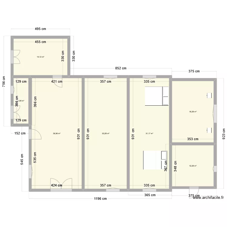 Prejet Resty Maison actuelle sans etage. Plan de 