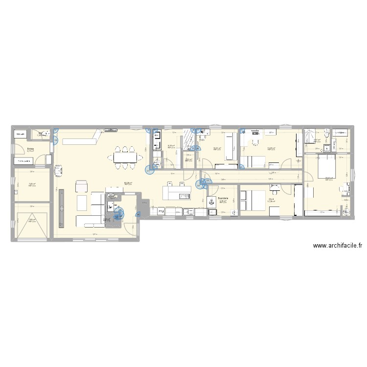 PdB maison. Plan de 17 pièces et 207 m2