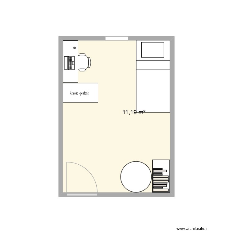 chambre manel. Plan de 1 pièce et 11 m2