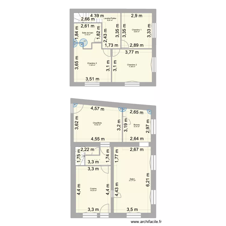 L\'Houmeau Avant Travaux. Plan de 10  et 112 m²