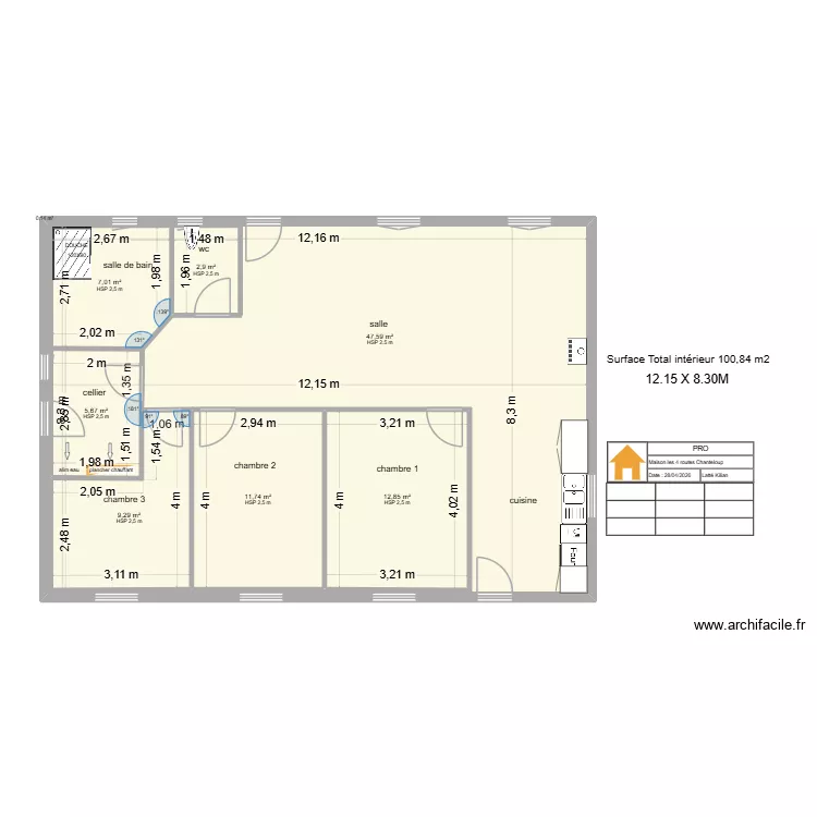 kilian maaison chanteloup. Plan de 7  et 150 m²