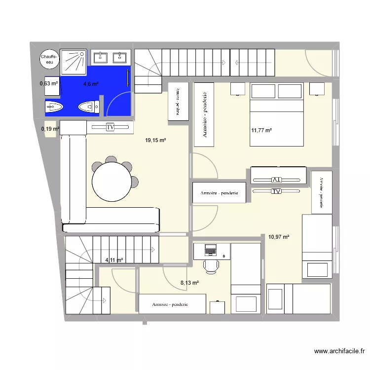 naima. Plan de 22  et 174 m²