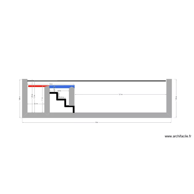 coupe piscine. Plan de 